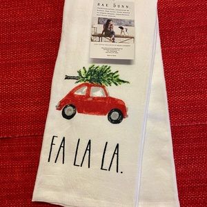 ✨🆕✨ 🎄🚗RAE DUNN: Christmas “FA LA LA” Dish Towel Set (2) 🎄🚗